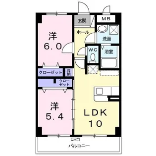 グリーンテラス大里【2階】の間取り