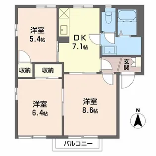 フレグランス恵 W棟【1階】の間取り