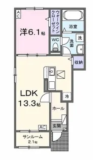 イースト・ワン【1階】の間取り