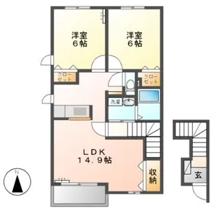 メゾン アンソレイエ B【2階】の間取り