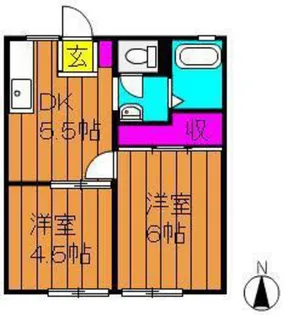 中庄サンプラザ B【2階】の間取り