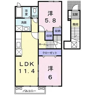 ウッズ パディ- ハイツ【2階】の間取り