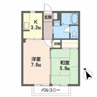 アップルハイツ桜水B【1階】の間取り