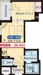 ルナテラス近大前【3階】の間取り