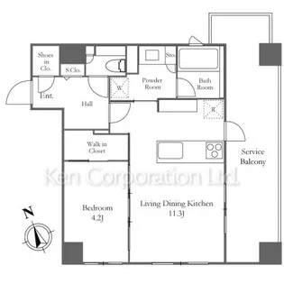 パークハウス市谷二十騎町【3階】の間取り