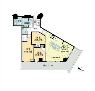 ザ パークハウス福岡タワーズWEST【25階】の間取り