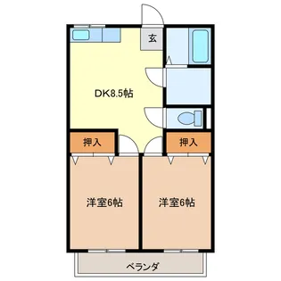 第2笛野ハイツ【1階】の間取り