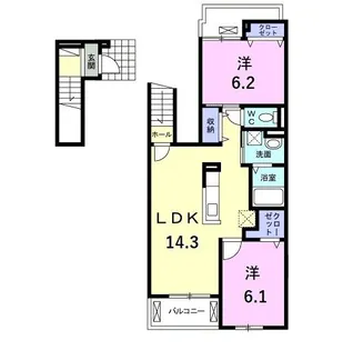 カーサ モーダII【2階】の間取り