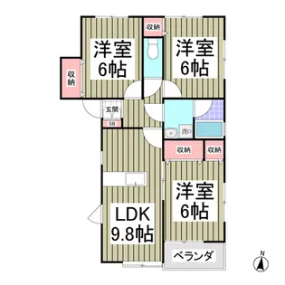 福島ハイツB-2【1階】の間取り