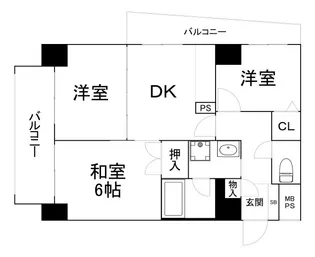 第一玉造マンション【5階】の間取り