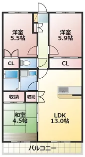 ローズガーデン壱番館【1階】の間取り