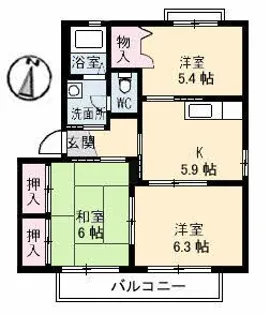 バリュージュ新町B棟【2階】の間取り
