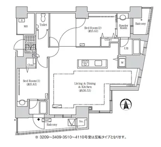 アクティ汐留【38階】の間取り