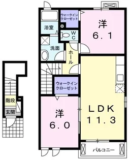 ハッピーバードII【2階】の間取り