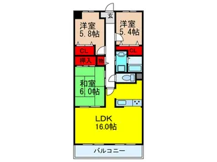 グレイスコ-ト千里山【6階】の間取り