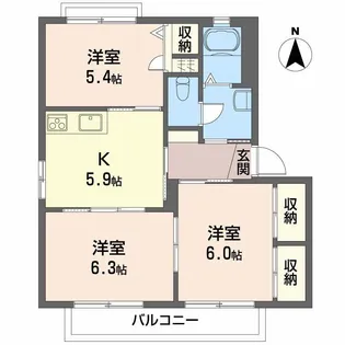 グランコート浅野 D棟【2階】の間取り