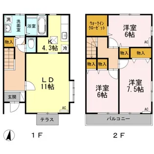 クレールヴィル Cの間取り