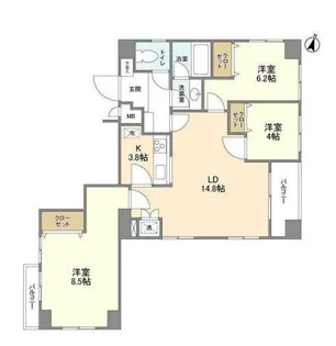 KDXレジデンス日本橋浜町【8階】の間取り