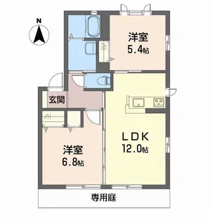 プロヴァンスガーデン A棟【1階】の間取り