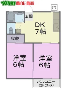 2DKの間取り画像
