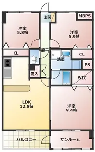 チュチュハウス城下【5階】の間取り
