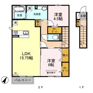 埼玉県さいたま市西区大字西遊馬【アパート】の間取り