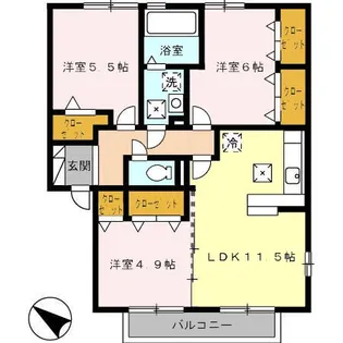 アンシャンテ B棟【1階】の間取り