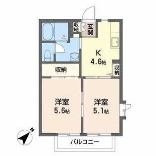 大日向ハイツC【2階】の間取り