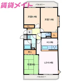 ラウムズ白子【6階】の間取り