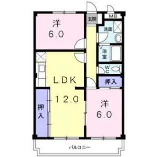 サンハイム亀の井【1階】の間取り