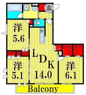Bonheur de Chien Kitaayase【2階】の間取り