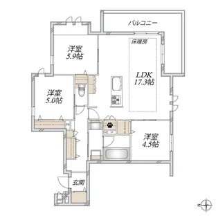 Gracefeel Ayase(グレイスフィールアヤセ)【4階】の間取り