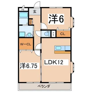 ヴェルデオットA【2階】の間取り