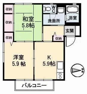 ディアス田の口 B棟【2階】の間取り