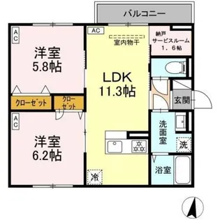 セレスティア向山【1階】の間取り