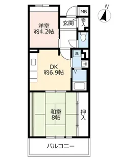 URアルビス五月ヶ丘【1階】の間取り