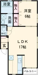 クラージュ天神III【3階】の間取り