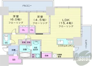 ザ・札幌タワーズ WEST TOWER【16階】の間取り