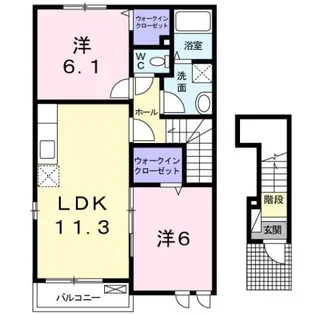ベルグランドヴィラB【2階】の間取り