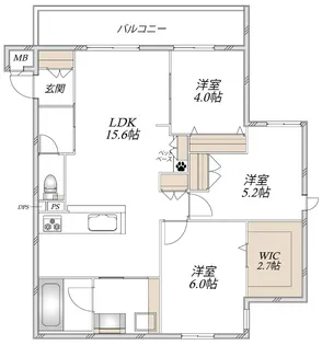ルーエプラッツ阪南 旭化成ヘーベルメゾンHEBEL HA【3階】の間取り