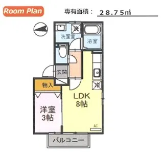 フェリーチェオー【1階】の間取り