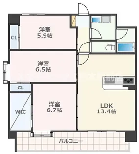 熊本県熊本市中央区水前寺5【マンション】の間取り
