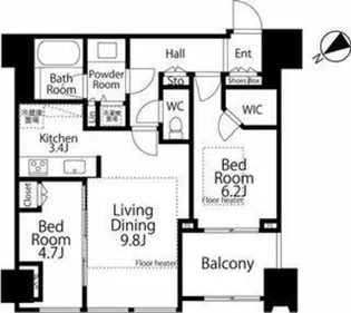 シティタワー麻布十番【8階】の間取り