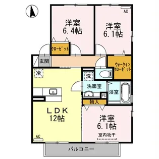 宮崎県都城市花繰町【アパート】の間取り