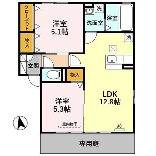 ペジーブル大垣【1階】の間取り