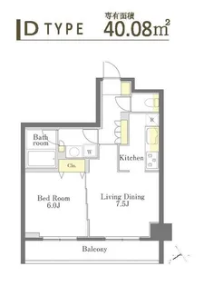 Dimus勝どき(ディームス勝どき)【8階】の間取り