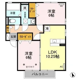 スカイコートB【2階】の間取り
