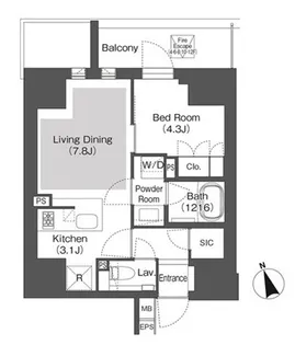 ベルビュー千代田飯田橋【6階】の間取り