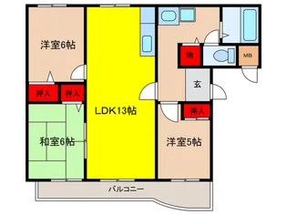 サンライフ箕面【3階】の間取り