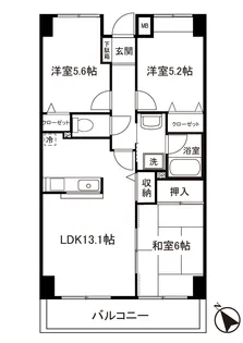 リヴィエール向ヶ丘【1階】の間取り